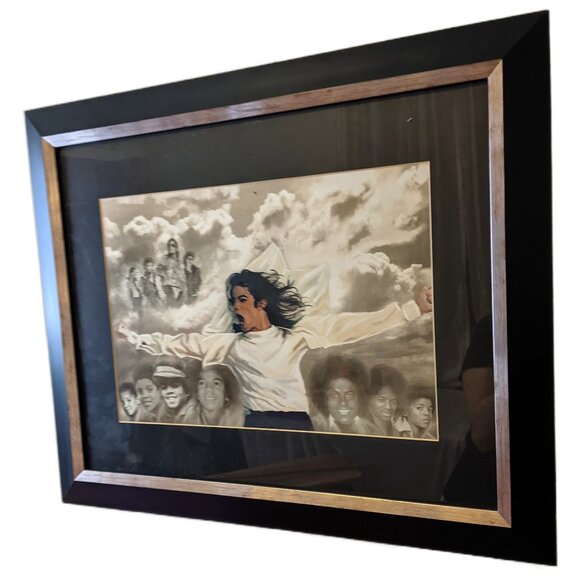 Michael Jackson Watercolor Painting Art Print Framed Tribute Wall Decor 23"x19" - Picture 4 of 7
